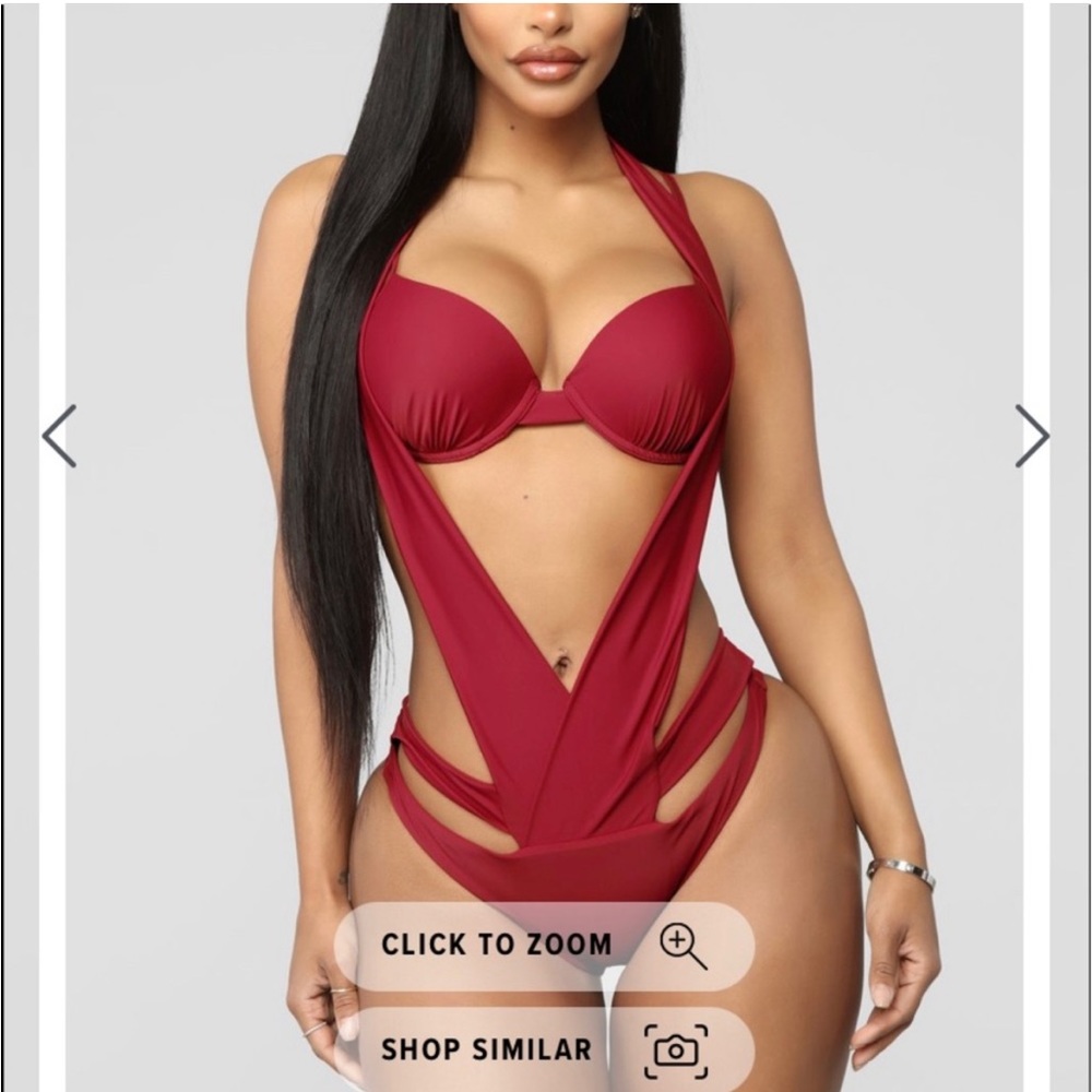 Fashion Nova Burgandy 2 piece swimsuit worn once, clean, just out grown.